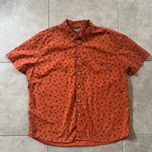Eddie Bauer Shirt Mens 2XL Orange Button Up Short Sleeve Fishing Bass Cotton